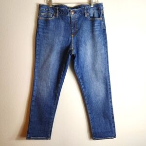 Lands End Womens Midrise Slim Ankle Crop Jeans-Size 14